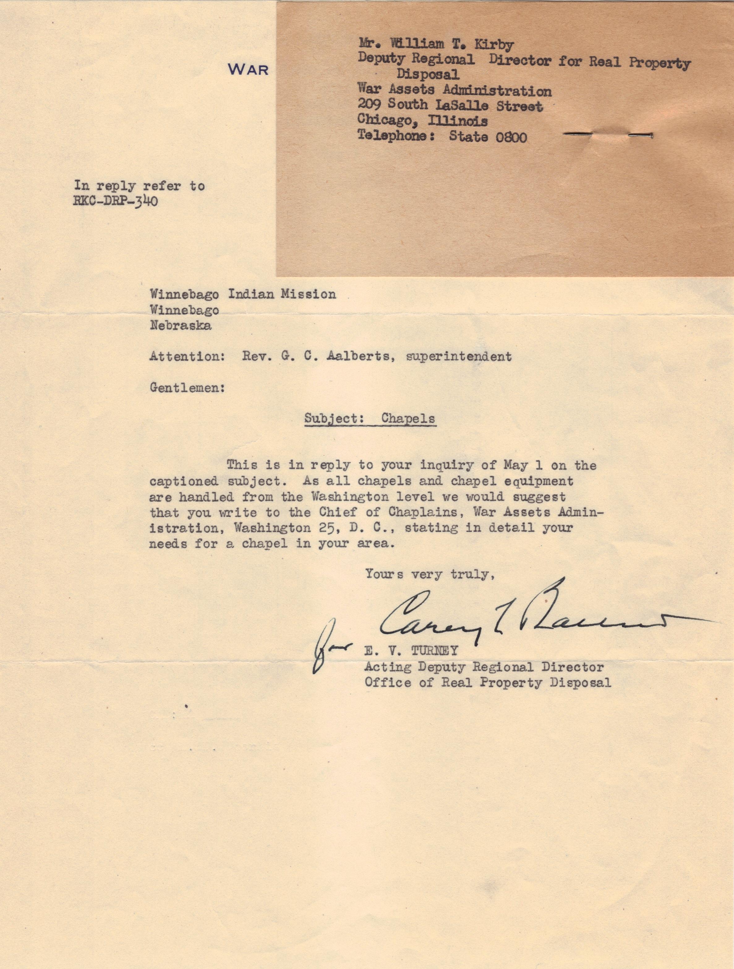 Reply, War Assets Administration, May 7, 1946